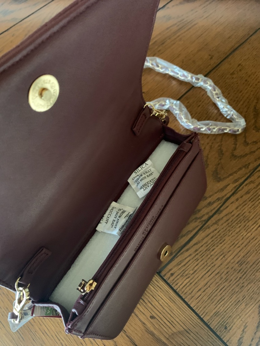 Badgley Mischka Quilted Plum Crossbody Bag with Chain Strap - Picture 5 of 8